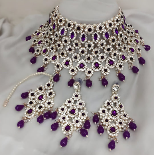 Purple Heavy Choker Jewellery Set