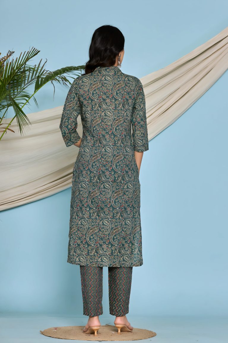 Aqua Blue Jaipuri Print Salwar Set