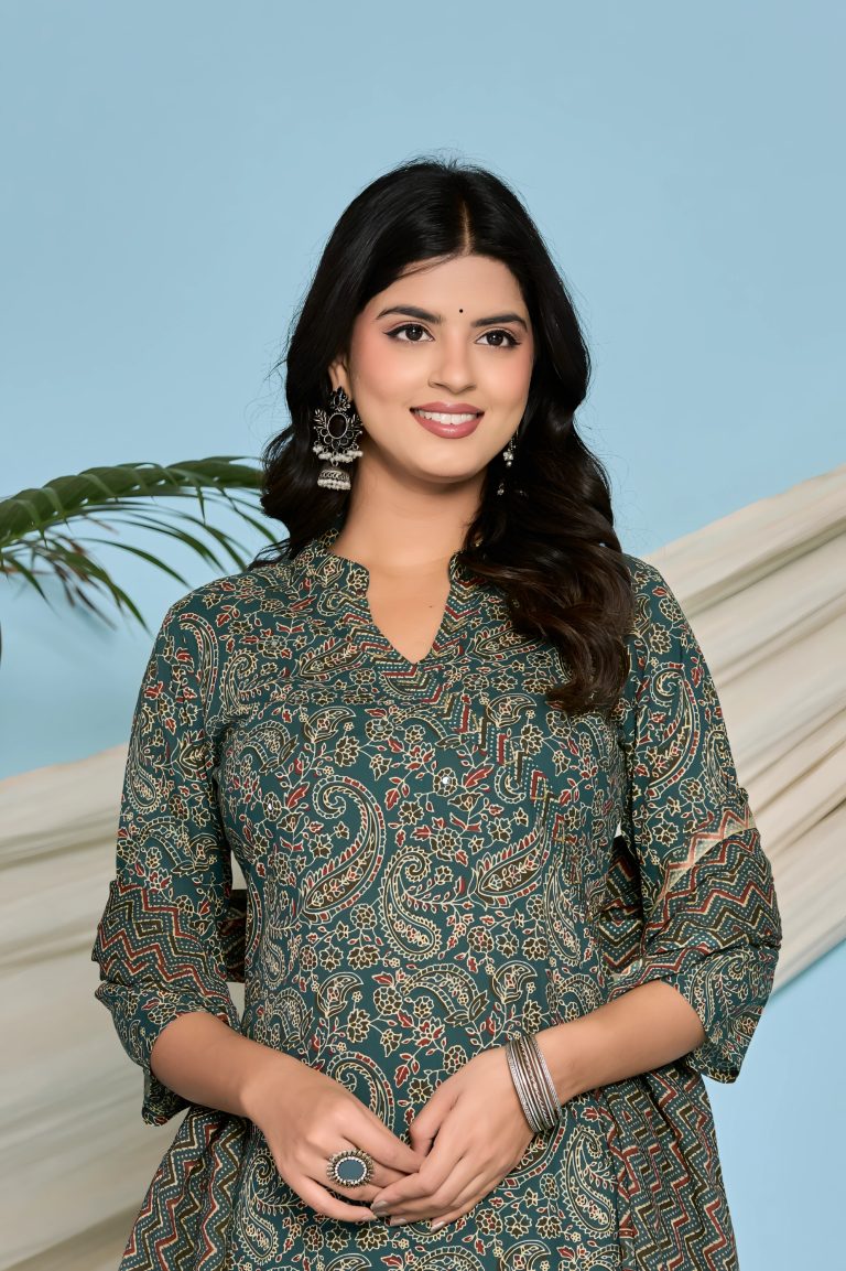 Aqua Blue Jaipuri Print Salwar Set