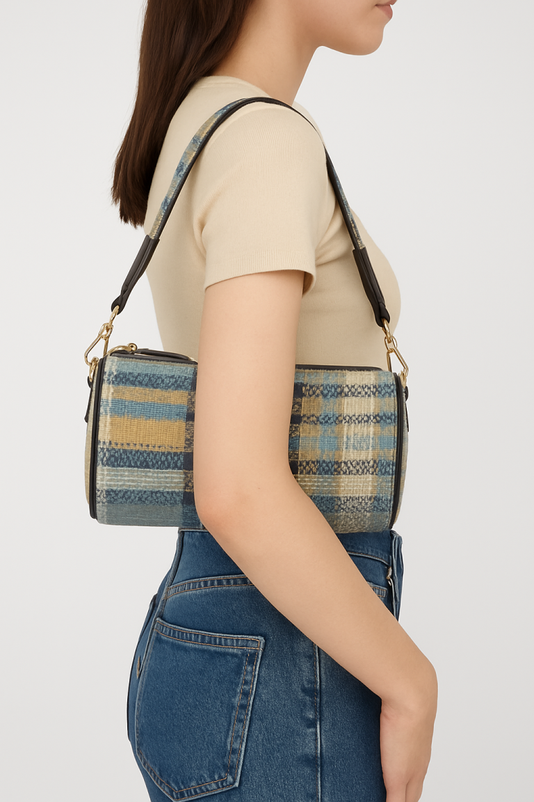 Blue Cylindrical Shaped Women’s Shoulder Hand Bag