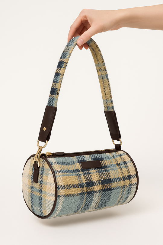 Blue Cylindrical Shaped Women’s Shoulder Hand Bag
