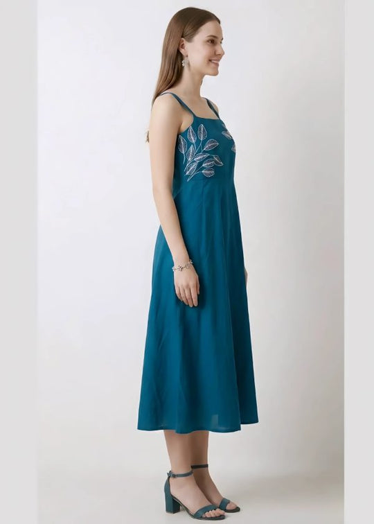 Blue Hand Embroidered Dress