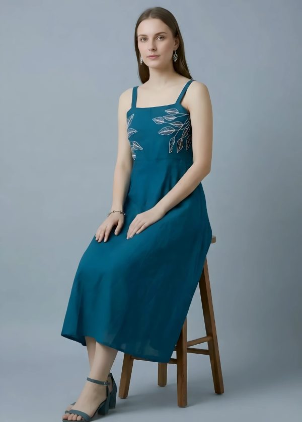 Blue Hand Embroidered Dress
