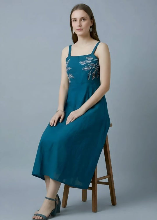 Blue Hand Embroidered Dress