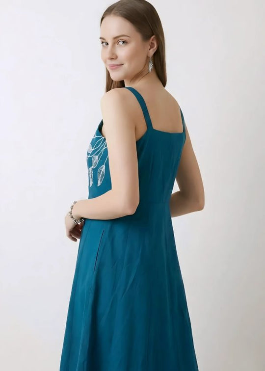 Blue Hand Embroidered Dress