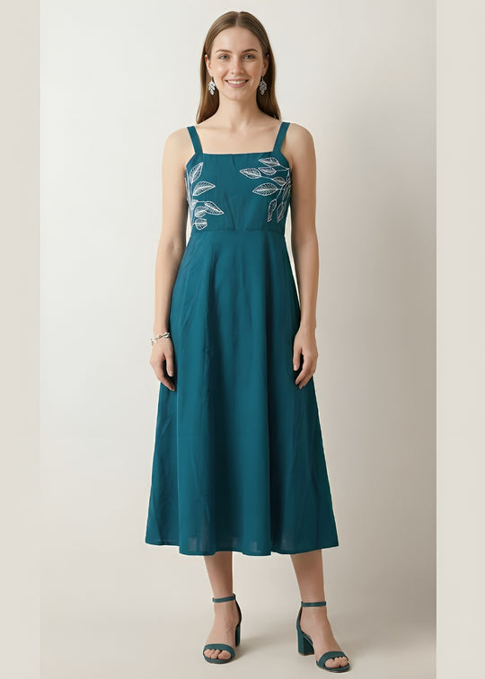 Blue Hand Embroidered Dress