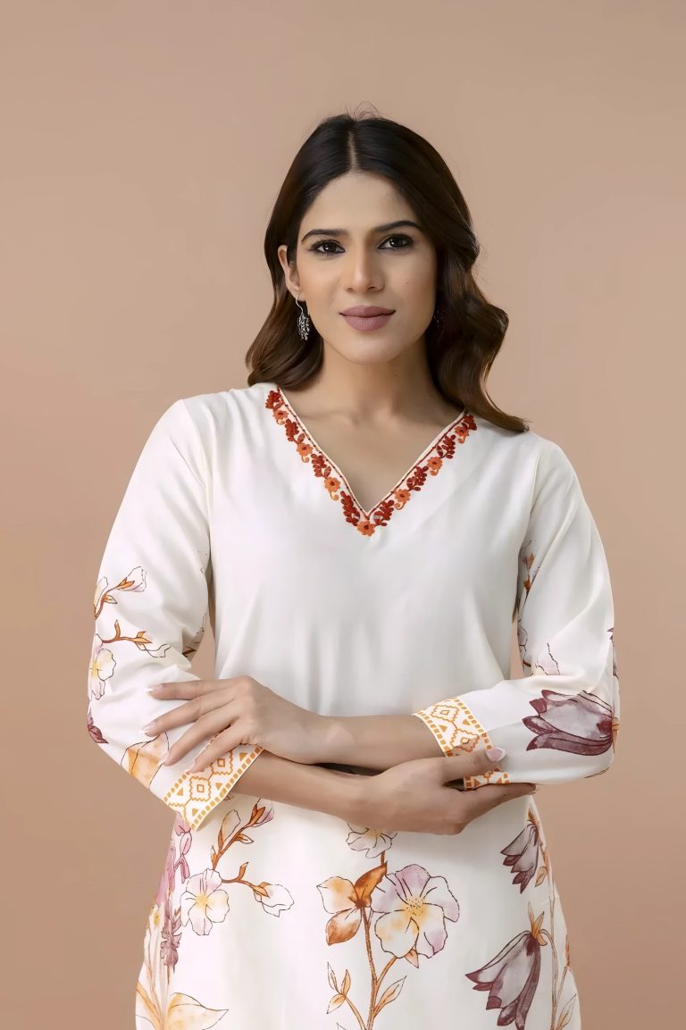 Embroidery & Print Floral Work Co-ord Set