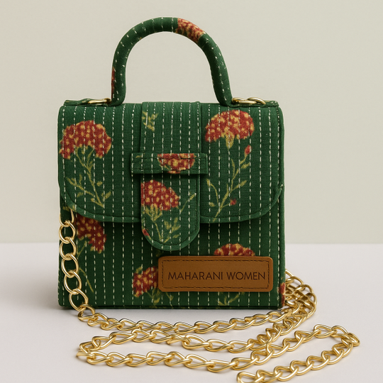 Dark Green Mini Chic Box Tote Bag