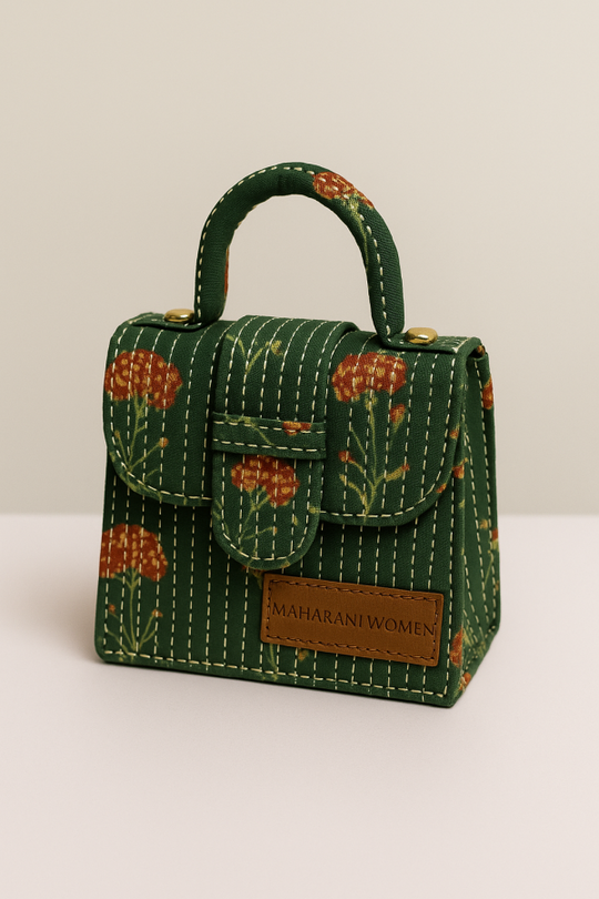 Dark Green Mini Chic Box Tote Bag