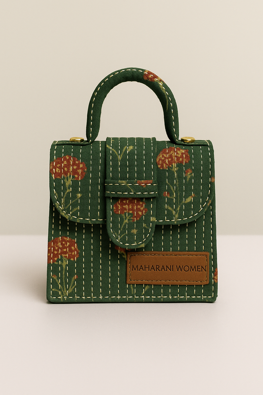 Dark Green Mini Chic Box Tote Bag