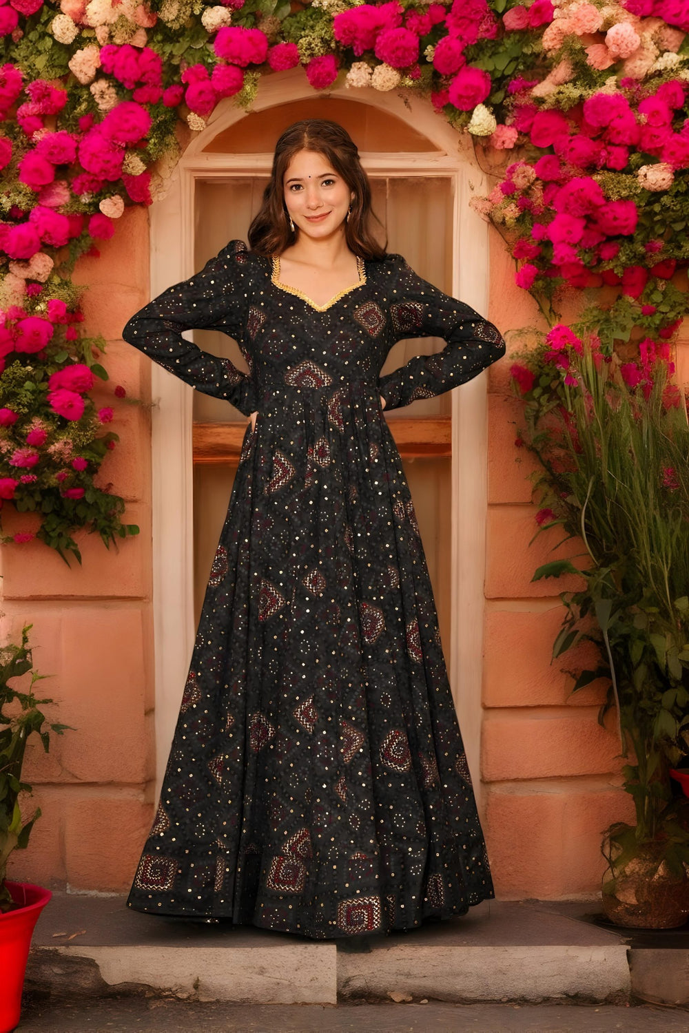 Black Digital Printed Anarkali Salwar Set