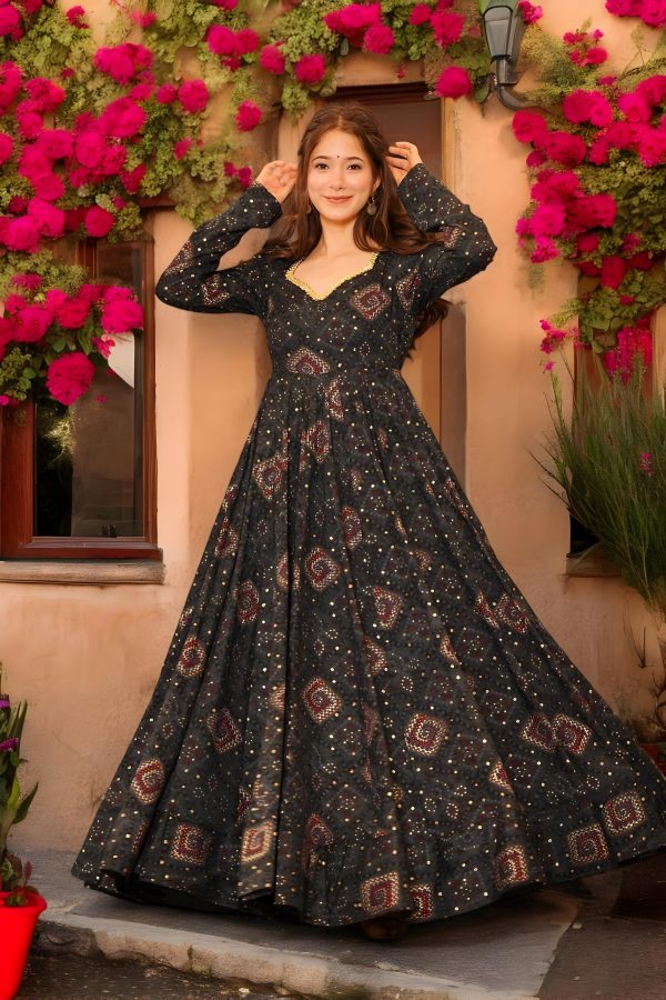 Black Digital Printed Anarkali Salwar Set