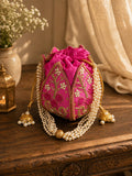 Rani Pink Embroidery & Pearl Work Potli