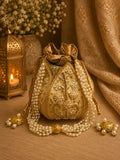 Gold Embroidery & Pearl Work Potli