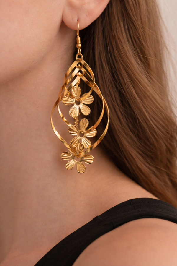Gold Flowers Design Women’s Fashion Earrings