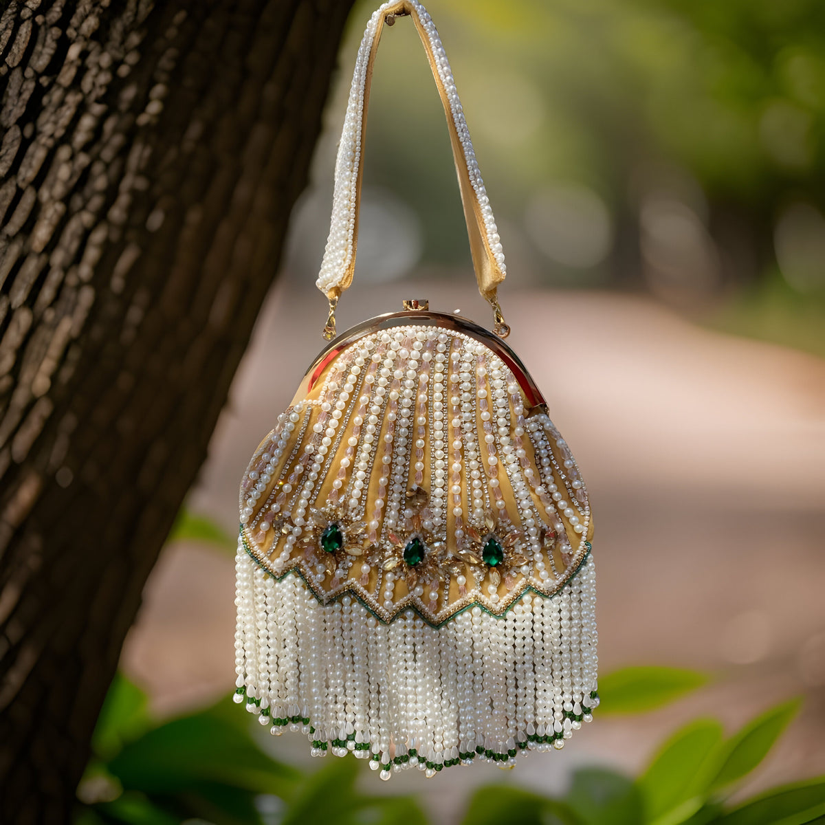 Gold Hand Embroidered Potli