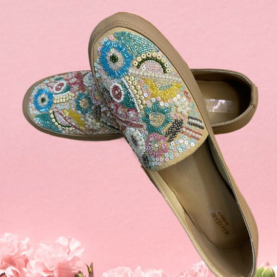 Hand Embroidered Loafers Style Women’s Shoes