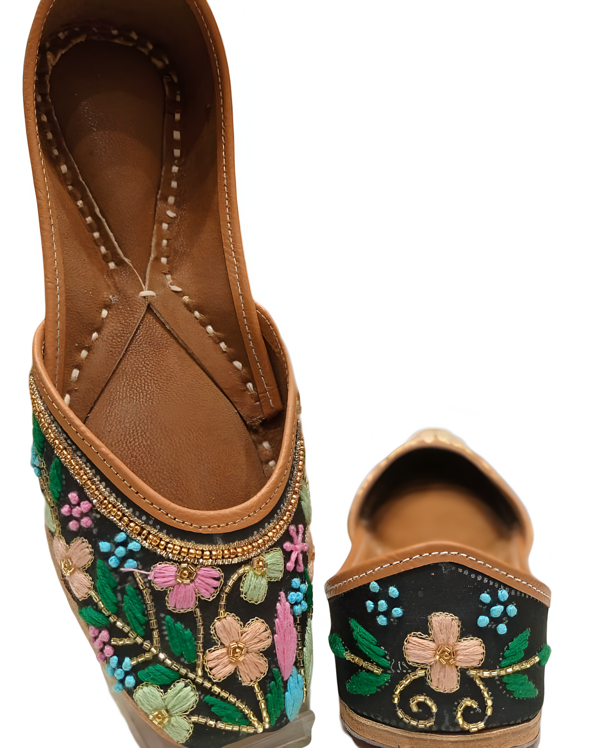 Black Floral Embroidered Handwork Jutti