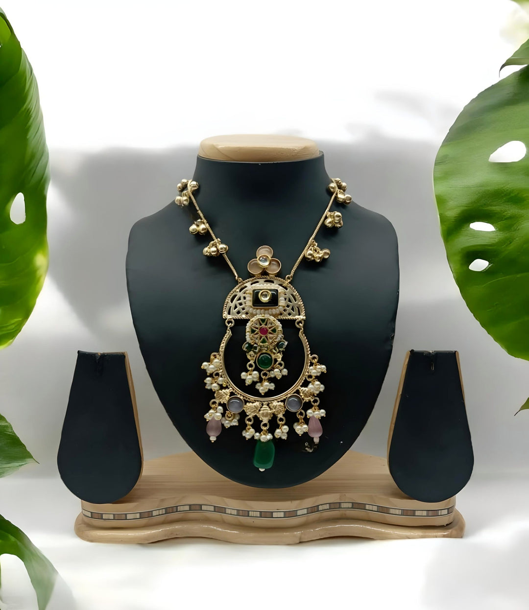 Multicoloured Handmade Gold Plated Brass Oxidized Necklace