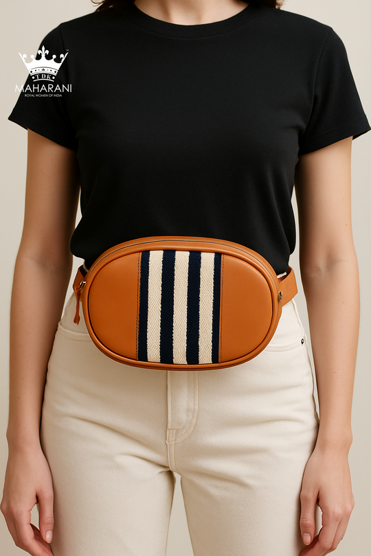Black Stripes Waist Sling Bag