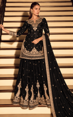 Black Thread & Zari Embroidery Palazzo Set