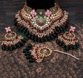 Dark Green Kundan Heavy Floral Jewellery Set