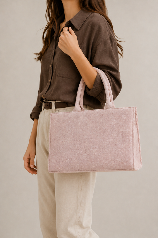 Light Pink Jacquard Tote HandBag