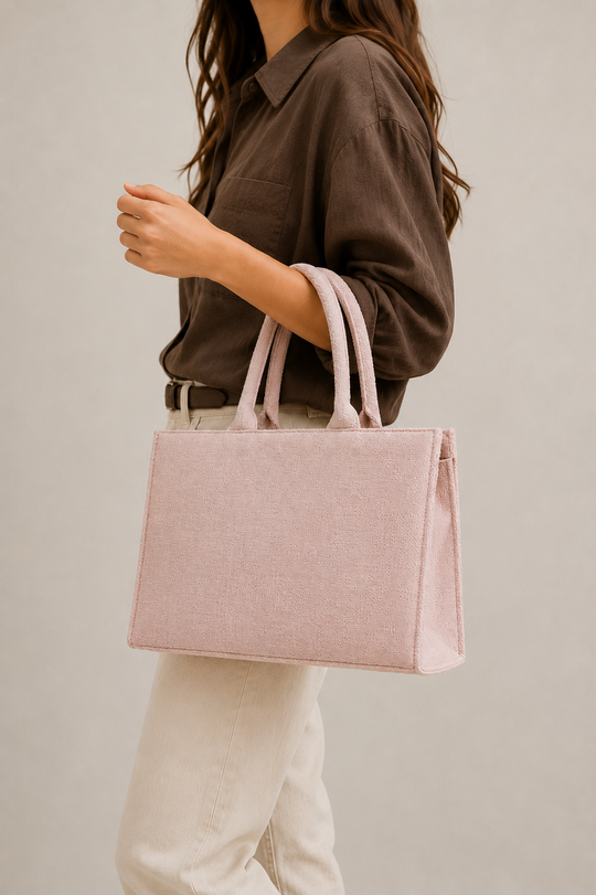 Light Pink Jacquard Tote HandBag