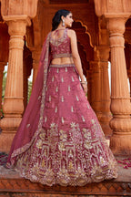 Pink Sequence With Zari Embroidered Tissue Lehenga