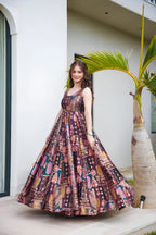 Purple Heavy Print Work Silk Anarkali Set