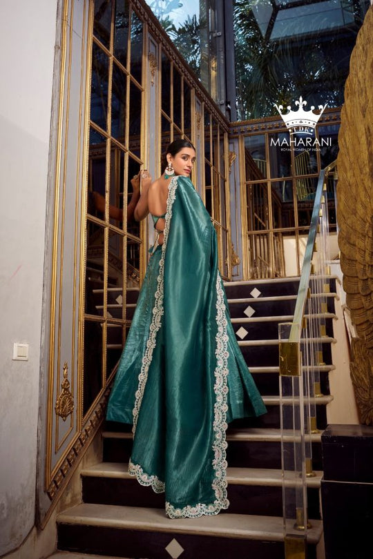 Teal Blue Sequins & Jarkan Diamond Work Lehenga