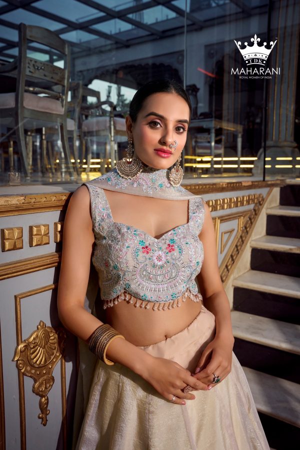 Off-White Sequins & Jarkan Diamond Work Lehenga