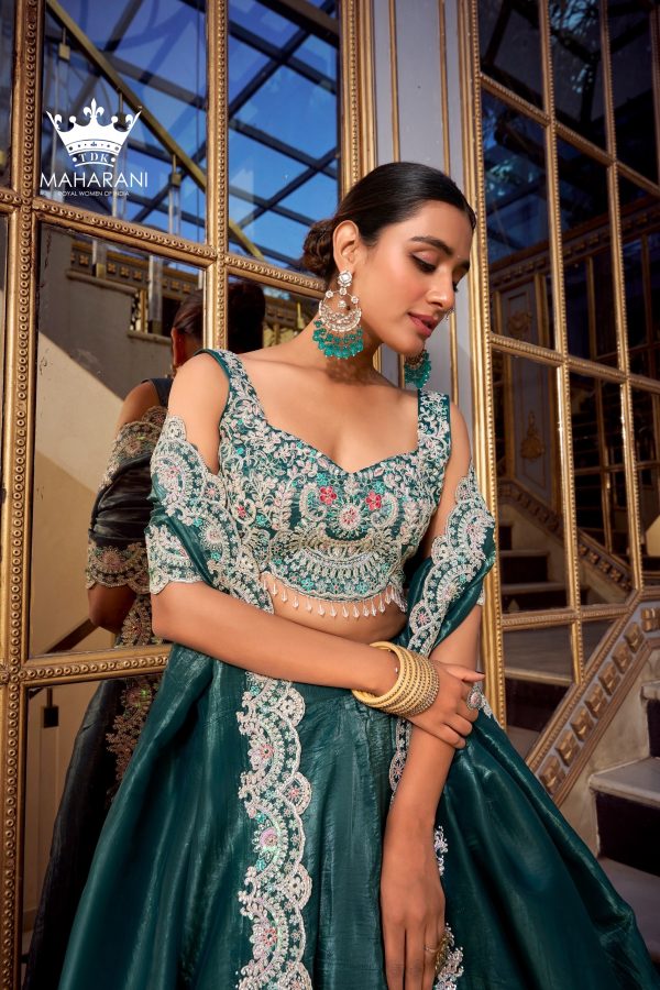 Teal Blue Sequins & Jarkan Diamond Work Lehenga