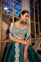 Teal Blue Sequins & Jarkan Diamond Work Lehenga