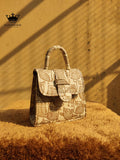 Off White Owl Design Mini Chic Box Tote Bag