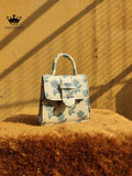 White & Blue Mini Chic Box Tote Bag