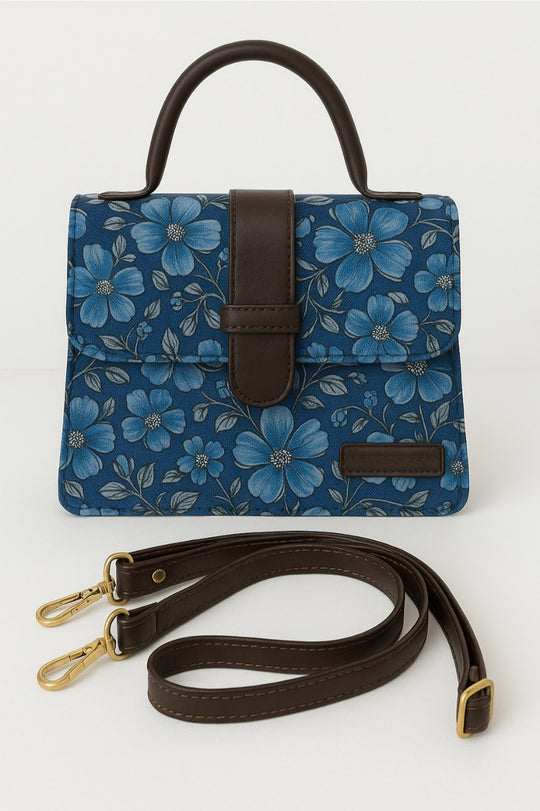 Blue Medium Sized Box Tote Bag
