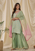 Mint Green Embroidery With Lace Work Sharara Salwar Set