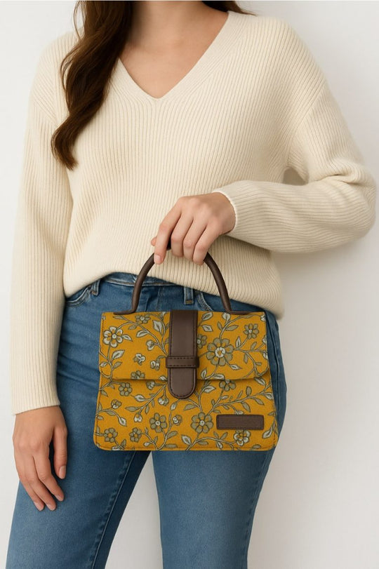 Mustard Yellow Medium Sized Box Tote Bag