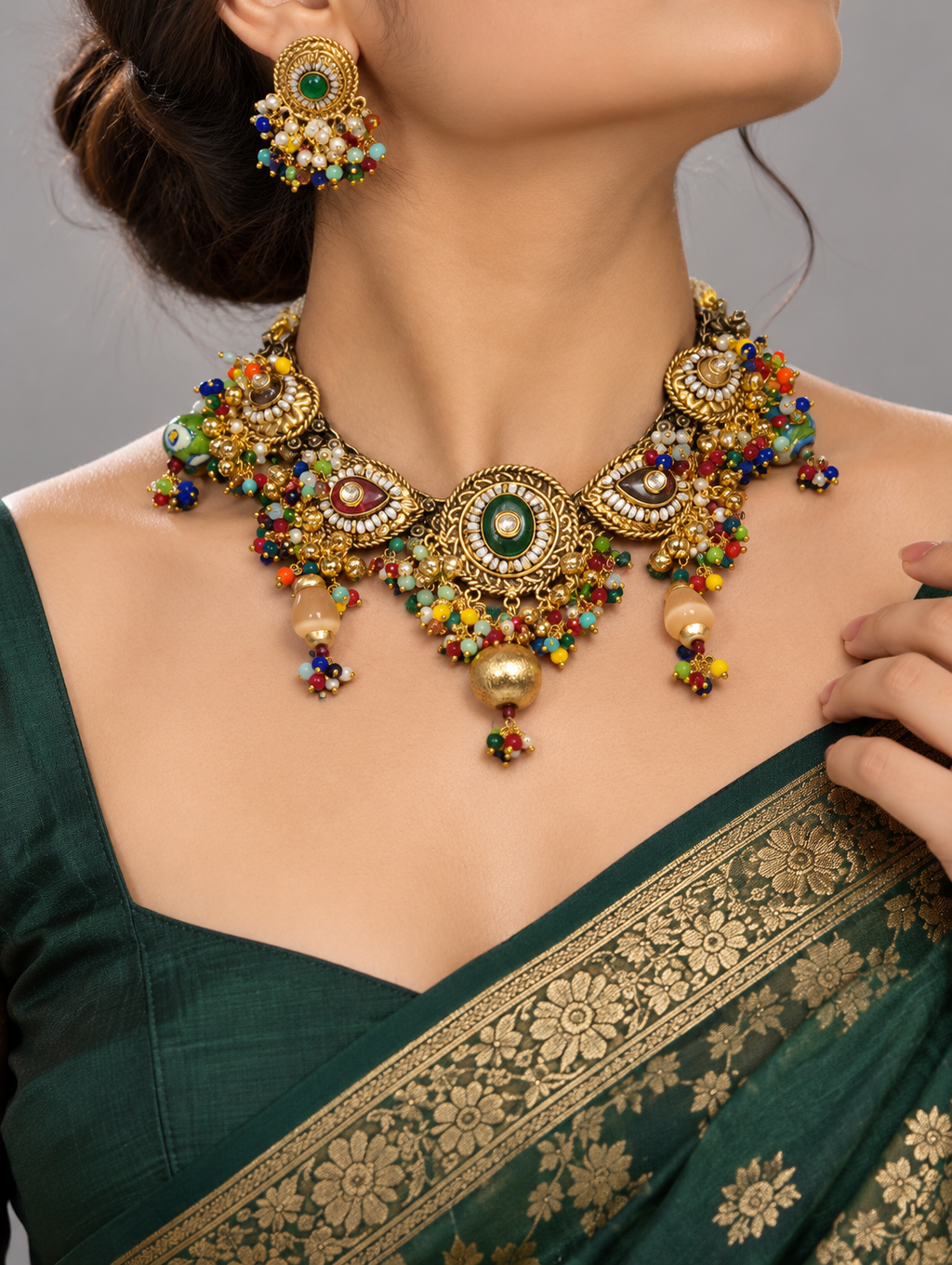 Aavira Royal Bead Necklace Set
