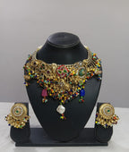 Rajmohini Antique Gold Necklace Set