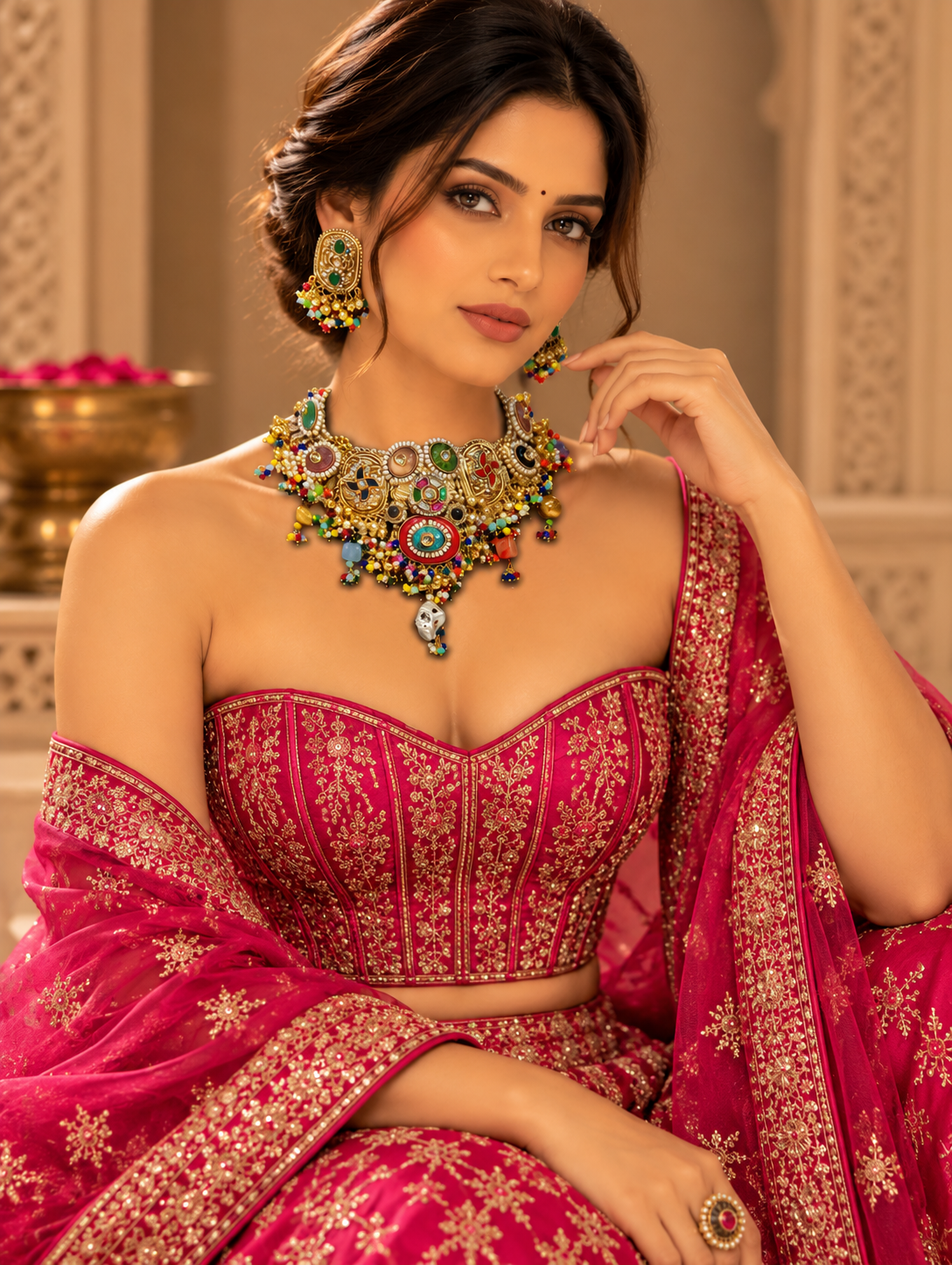 Rajrani Antique Gold Necklace Set