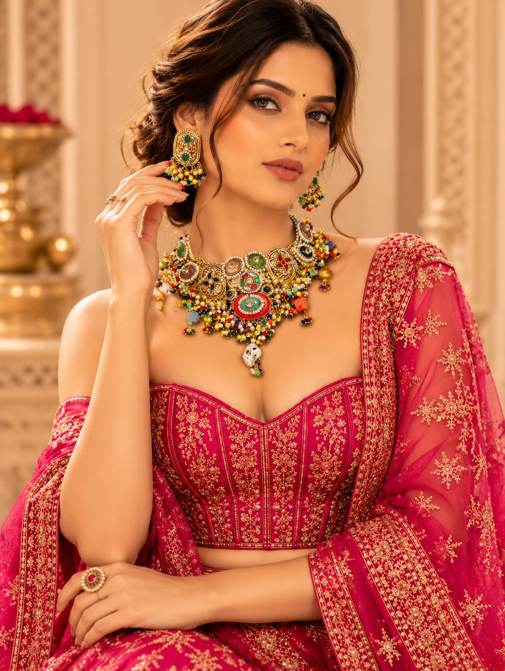 Rajrani Antique Gold Necklace Set