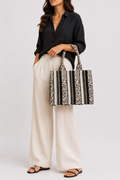 Noir Stripe Jacquard Medium Tote