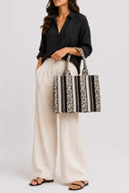 Noir Stripe Jacquard Medium Tote