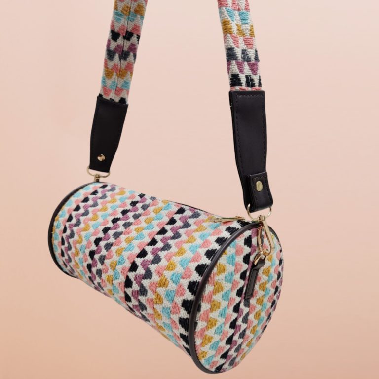 Multicoloured Cylindrical Shaped Women’s Shoulder Hand Bag