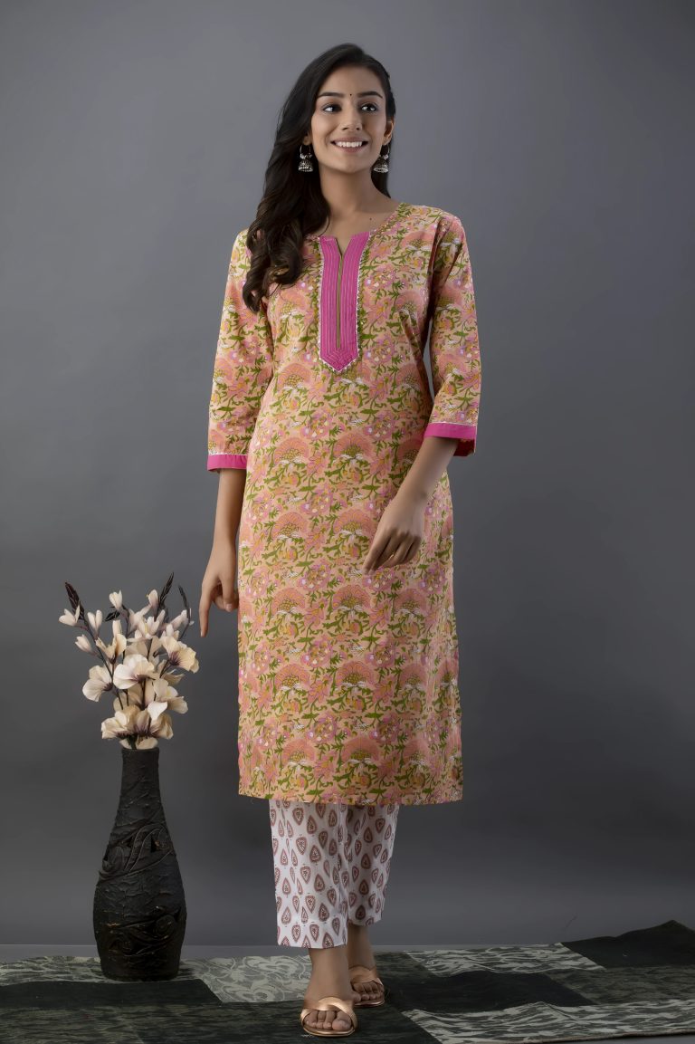 Multicoloured Jaipuri Print Salwar Set