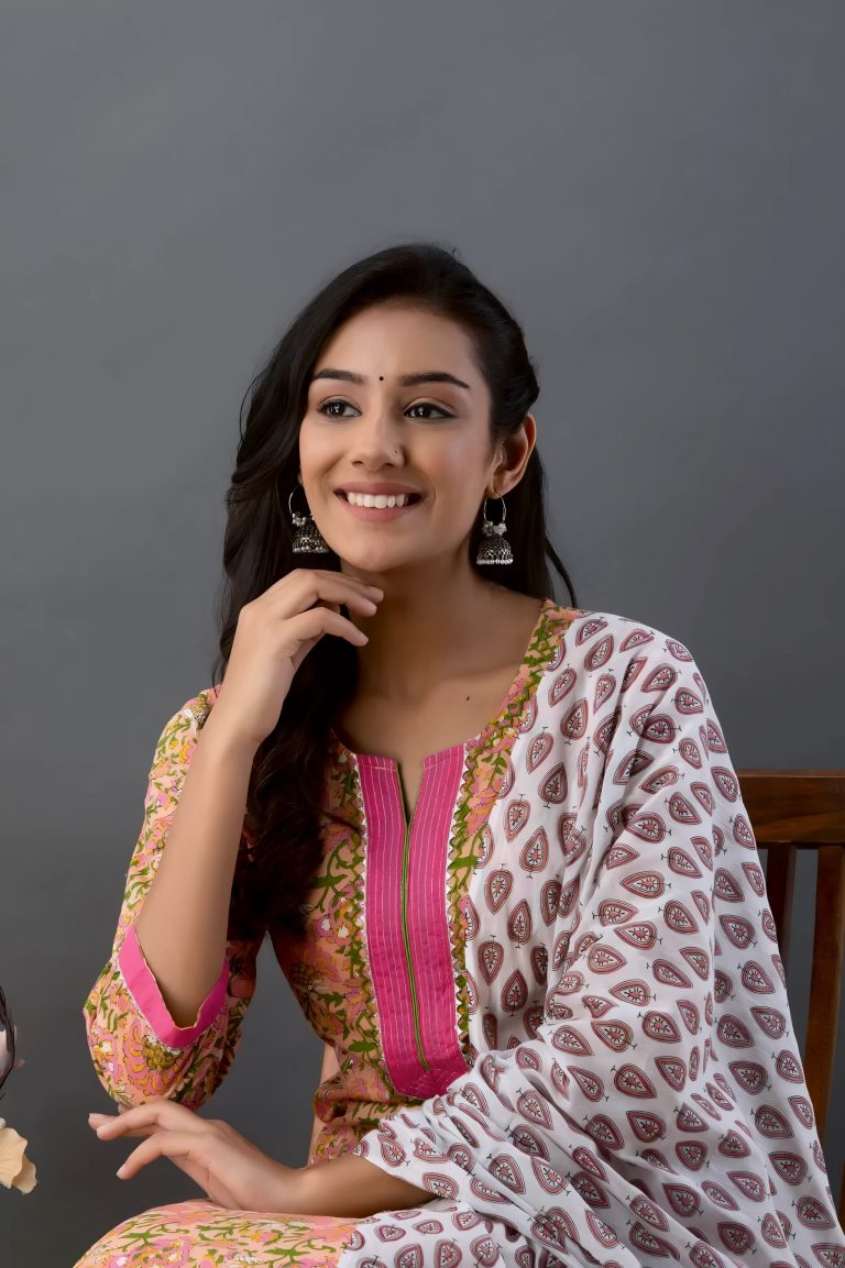 Multicoloured Jaipuri Print Salwar Set