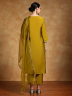 Mustard Embroidery Work Cotton Blend Salwar Set