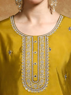 Mustard Embroidery Work Cotton Blend Salwar Set